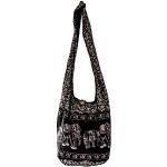 Schwarze Boho Hobo Bags mit Reißverschluss mit Innentaschen für Damen klein 