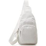 Weiße Retro Bodybags mit Riemchen aus Cord für Damen klein 