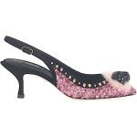 Reduzierte Pinke Dolce & Gabbana Dolce Slingback Pumps mit Pailletten aus Veloursleder für Damen Größe 40 mit Absatzhöhe 5cm bis 7cm 