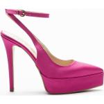 Reduzierte Pinke Elegante Slingback Pumps aus Satin für Damen Größe 39 für den für den Sommer 
