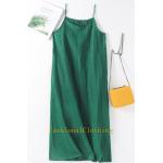 Grüne Langärmelige Sommerkleider aus Leinen für Damen Größe XS für den für den Sommer 