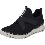 Marineblaue Rieker Slip-on Sneaker ohne Verschluss aus Leder für Damen Größe 37 mit Absatzhöhe bis 3cm 