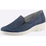 Blaue Slip-on Sneaker in Komfortweite aus Nubukleder orthopädisch für Damen Größe 42 für den für den Sommer 