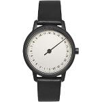 slow Round-S 08 - All Black Vintage Leather, White Dial