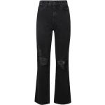 Reduzierte Schwarze Straight Leg Jeans mit Reißverschluss aus Baumwolle für Damen 