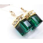 Dunkelgrüne Ohrhänger aus Kristall 14 Karat mit Smaragd für Mädchen 