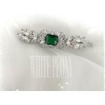 Smaragdgrüne Art Deco Haarspangen Hochzeit mit Perlen aus Kristall mit Smaragd für die Braut 