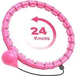 Smart Hula Hoop Reifen Erwachsene mit Gewicht Kugel,24 Knoten abnehmbar/verstellbar Hullahub Reifen zum Abnehmen mit Ball Fällt nie ab Sportgeräte Fitness Zuhause-Rosa Geschenke für Frauen