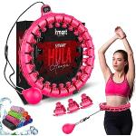 Smart Hula Hoop, Weighted Hula Hoop, Adjustable Fitness Exercise Weighted Hula Hoop, 27 Removable Knots/Links, Pink