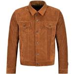Smart Range Leather Herren Trucker Lederjacke Hellbraune Wildlederjacke im klassischen Westernhemd-Stil 1275 (XL)