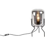 Reduzierte Schwarze Qazqa Runde Nachttischlampen mit Uhr aus Glas dimmbar E27 Energieklasse mit Energieklasse E 