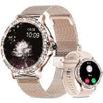 Rosa Smartwatches mit Touchscreen-Zifferblatt mit Anruf-Funktion für Damen zum Sport 