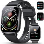Reduzierte Schwarze Wasserdichte Smartwatches mit Touchscreen-Zifferblatt mit Anruf-Funktion mit Bluetooth mit Schrittzähler für Damen 