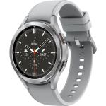 Graue SAMSUNG Galaxy Watch4 Smartwatches aus Edelstahl mit Super-AMOLED-Zifferblatt mit GPS zum Fitnesstraining 