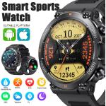 Schwarze Smartwatches aus Silikon mit Anruf-Funktion mit Bluetooth mit Silikonarmband für Herren zum Fitnesstraining 