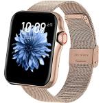 Goldene Smartwatches aus Metall mit Smart Notifications mit Bluetooth mit Schrittzähler mit Metallarmband für Damen 