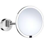 Silberne Smedbo OUTLINE Runde Schminkspiegel & Kosmetikspiegel 15 cm aus Chrom mit Sensor 