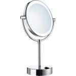 Silberne Smedbo OUTLINE Runde Schminkspiegel & Kosmetikspiegel aus Chrom LED beleuchtet 