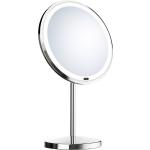 Reduzierte Silberne Runde Schminkspiegel & Kosmetikspiegel aus Chrom LED beleuchtet 