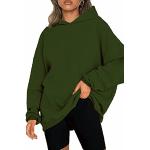 Grüne Unifarbene Oversize Langärmelige V-Ausschnitt Damensweatshirts mit Kapuze Größe XL für den für den Herbst 