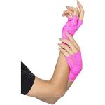 Pinke Smiffys Faschingshandschuhe aus Spitze für Damen Einheitsgröße 