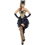 Smiffys, Damen Burlesque Kätzchen Kostüm, Korsett und einstellbarer Rock, Größe: M, 22356