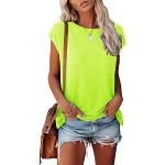 Neongrüne Oversize Langärmelige T-Shirts aus Jersey für Damen Größe XL für den für den Sommer 