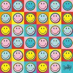 Smiley Leinwanddruck, Baumwolle, Mehrfarbig, 40 x 40 cm