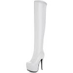 Weiße High-Heel Stiefel mit Reißverschluss für Damen Größe 41 