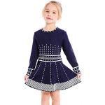 SMILING PINKER Mädchen Kleid Gestricktes Pulloverkleid Langarm A-Linie Winterkleider(10-12 Jahre,Navy blau)