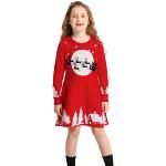 Rote Kinderstrickkleider mit Weihnachts-Motiv für Mädchen Größe 116 für den für den Winter 