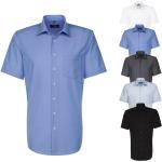 Hellblaue Kurzärmelige Seidensticker Nachhaltige Kentkragen Hemden mit Kent-Kragen aus Baumwolle für Herren 