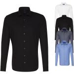 Schwarze Langärmelige Seidensticker Nachhaltige Kentkragen Hemden mit Kent-Kragen aus Baumwolle für Herren 