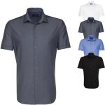 Anthrazitfarbene Kurzärmelige Seidensticker Nachhaltige Kentkragen Hemden mit Kent-Kragen aus Baumwolle für Herren 