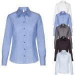 Anthrazitfarbene Langärmelige Seidensticker Nachhaltige Kentkragen Hemden mit Kent-Kragen aus Baumwolle für Damen Größe L 