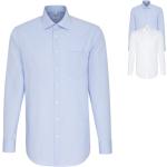 Hellblaue Karo Langärmelige Seidensticker Nachhaltige Kentkragen Hemden mit Kent-Kragen aus Baumwolle trocknergeeignet für Herren 