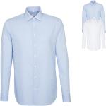 Hellblaue Karo Business Langärmelige Seidensticker Nachhaltige Kentkragen Hemden mit Kent-Kragen aus Baumwolle trocknergeeignet für Herren Größe S 
