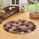Braune Karo Snapstyle Runde Design-Teppiche 160 cm aus Polyamid 