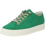 Reduzierte Grüne Casual Paul Green Low Sneaker mit Schnürsenkel aus Nubukleder für Damen Größe 39 mit Absatzhöhe bis 3cm 