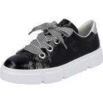 Reduzierte Schwarze Casual Rieker Low Sneaker mit Schnürsenkel aus Textil für Damen Größe 40 mit Absatzhöhe bis 3cm 