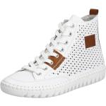 Reduzierte Offwhitefarbene Rieker High Top Sneaker & Sneaker Boots mit Schnürsenkel aus Glattleder für Damen Größe 40 mit Absatzhöhe bis 3cm 