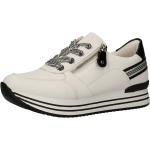 Reduzierte Offwhitefarbene Remonte Low Sneaker mit Reißverschluss aus Glattleder mit herausnehmbarem Fußbett für Damen Größe 40 mit Absatzhöhe bis 3cm 