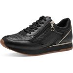 Reduzierte Schwarze Tamaris Low Sneaker mit Schnürsenkel aus Textil für Damen Größe 37 mit Absatzhöhe bis 3cm 