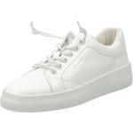 Reduzierte Weiße Casual Gant Low Sneaker mit Schnürsenkel aus Glattleder für Damen Größe 37 mit Absatzhöhe bis 3cm 