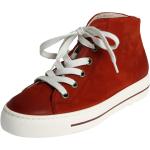 Reduzierte Rote Paul Green High Top Sneaker & Sneaker Boots mit Schnürsenkel aus Veloursleder für Damen Größe 40,5 mit Absatzhöhe bis 3cm 