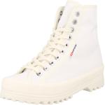 Reduzierte Weiße SUPERGA High Top Sneaker & Sneaker Boots mit Schnürsenkel aus Textil für Damen Größe 41 mit Absatzhöhe bis 3cm 