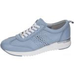 Hellblaue Unifarbene Caprice Low Sneaker aus Leder mit herausnehmbarem Fußbett für Damen Größe 42 mit Absatzhöhe bis 3cm 