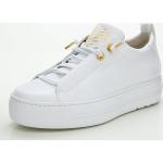 Weiße Unifarbene Paul Green Low Sneaker aus Glattleder leicht für Damen mit Absatzhöhe 3cm bis 5cm 