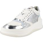 Reduzierte Silberne Bronx Low Sneaker mit Schnürsenkel aus Glattleder für Damen Größe 38 mit Absatzhöhe bis 3cm 