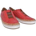 Rote Vintage Slip-on Sneaker ohne Verschluss aus Stoff orthopädisch für Damen Größe 43 für den für den Sommer 
